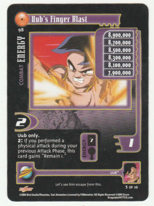 Dragon Ball GT - Uub - Uub's Finger Blast/Combat Energy (5/10) Common / Baby Saga