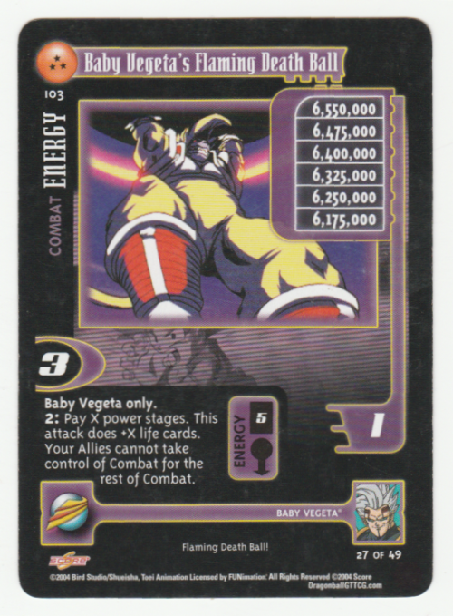 Dragon Ball GT - Baby Vegeta - Baby Vegeta's Flaming Death Ball/ Combat Energy (27/49) Uncommon