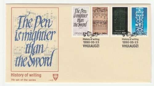 1990 Venda The History of Writing 7th Set of the Series FDC 2.18 7