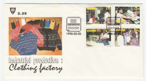1992 Venda Industrial Production: Clothing Factory FDC 2.25