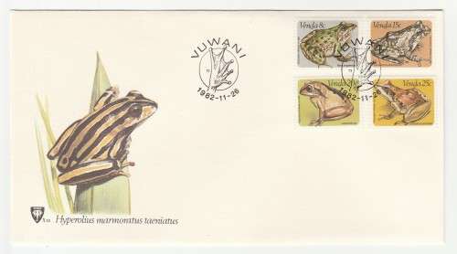 1982 Venda Frogs FDC 1.13 and Block Set