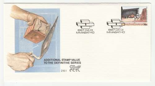 1987 Bophuthatswana Additional Stamp Value to the Definitive Series FDC 2.6.1