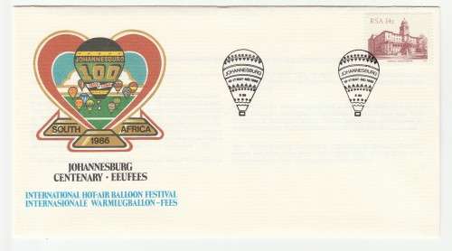 1986 RSA Johannesburg Centenary International Hot-Air Balloon Festival Commemorate FDC