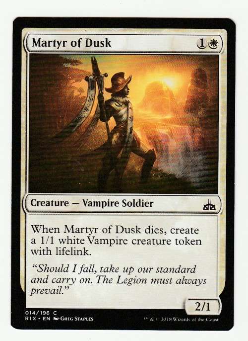 Magic the Gathering 2018 (NM) - Martyr of Dusk - Common - Rivals of Ixalan