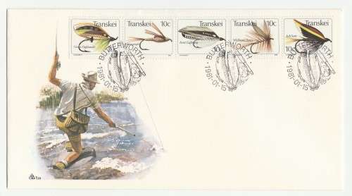 1981 Transkei Fishing Flies Crafted in Transkei FDC 1.21 Starting Green Highlander