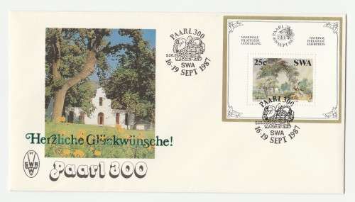 1987 South-West Africa Paarl 300 International Philatelic Exhibition Miniature Sheet Single Format