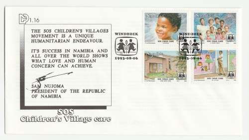 1993 Namibia SOS Children`s Village Care FDC 1.16