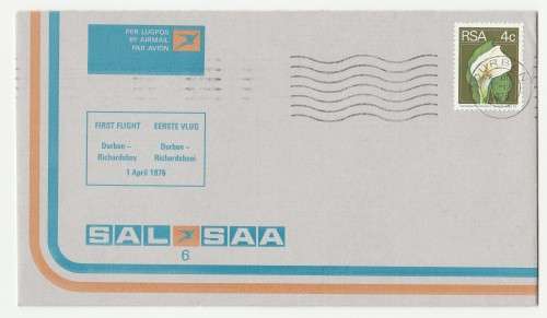 1976 RSA SAA Durban-Richards Bay SA 582 First Flight Commemorative Cover 6