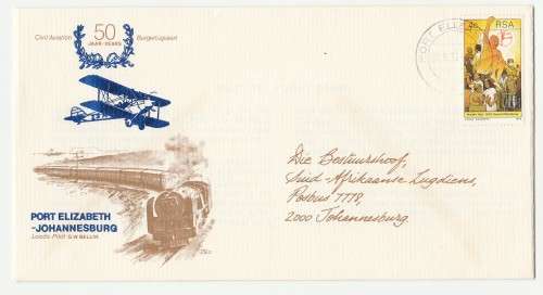 1979 RSA 50 Years Civil Aviation Port Elizabeth/Johannesburg Flight Commemorative Cover 29.2