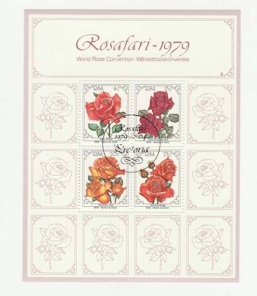 1979 RSA Fourth World Rose Convention FDC 3.18, Mini Sheet & FDC S4 Set