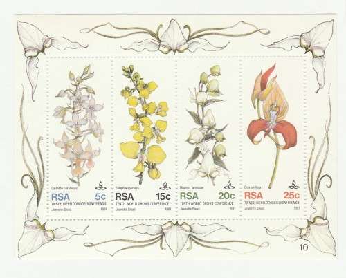 1981 RSA 10th World orchid Conference Mini Sheet & FDC S8 Set