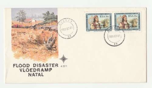 1987 RSA The Natal Flood Disaster FDC 4.22.1 (`87 & `88 Date-stamp) Set