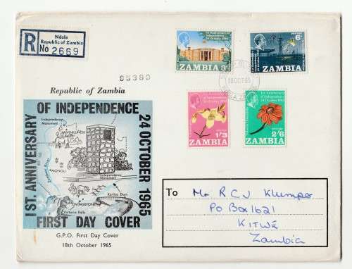 1965 Zambia 1st Anniversary of Independence FDC