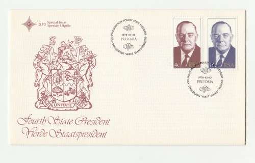 1978 RSA Fourth State President FDC 3.10 & Stamps