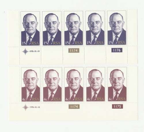 1978 RSA Fourth State President FDC 3.10 & Stamps