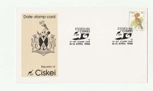 1986 Ciskei ESSEN 86 6th International Stamp Fair Date-stamp Card