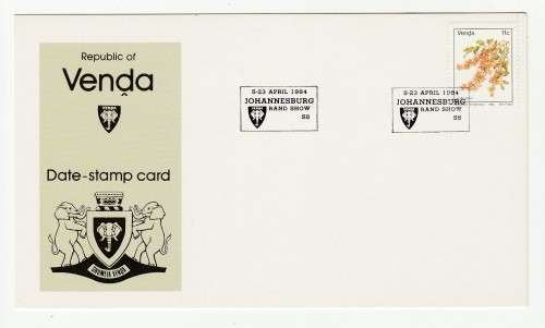 1984 Venda Rand Show Johannesburg Date-stamp Card
