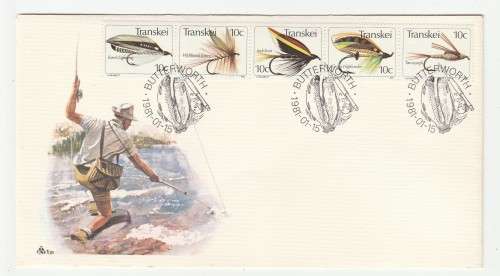 1981 Transkei Fishing Flies Crafted in Transkei FDC 1.21 Starting Kent`s Lightening