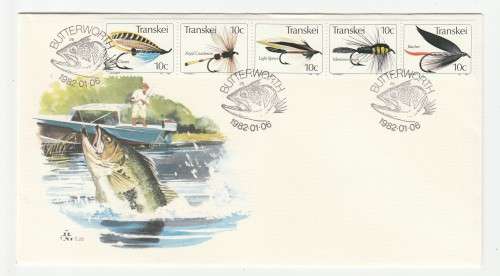 1982 Transkei Fishing Flies Crafted in Transkei FDC 1.25 Starting Blue Charm