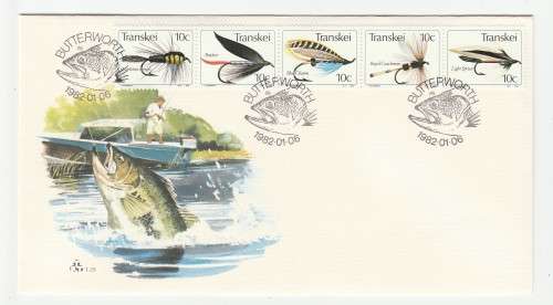 1982 Transkei Fishing Flies Crafted in Transkei FDC 1.25 Starting Montana Nymph