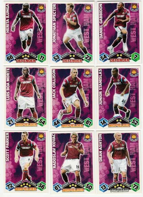 Topps Match Attax PL 2009/2010 - West Ham United Set