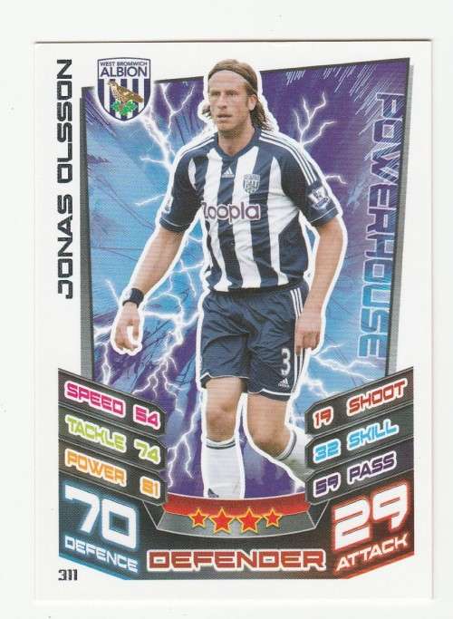 Topps Match Attax PL 2012/2013 - West Bromwich Albion - Jonas Olsson