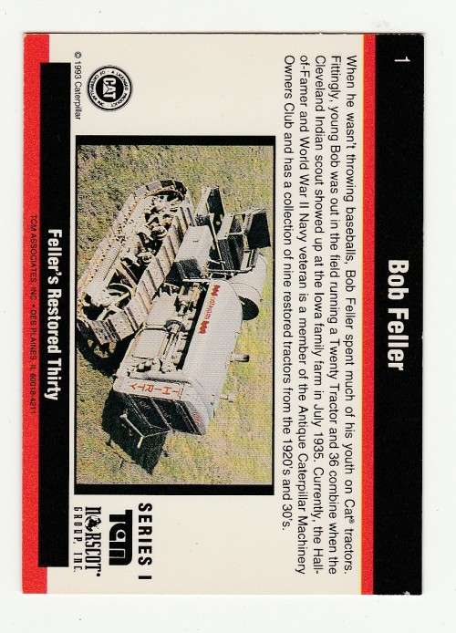 1993 TCM Caterpillar Earthmovers Series I Bob Feller 1