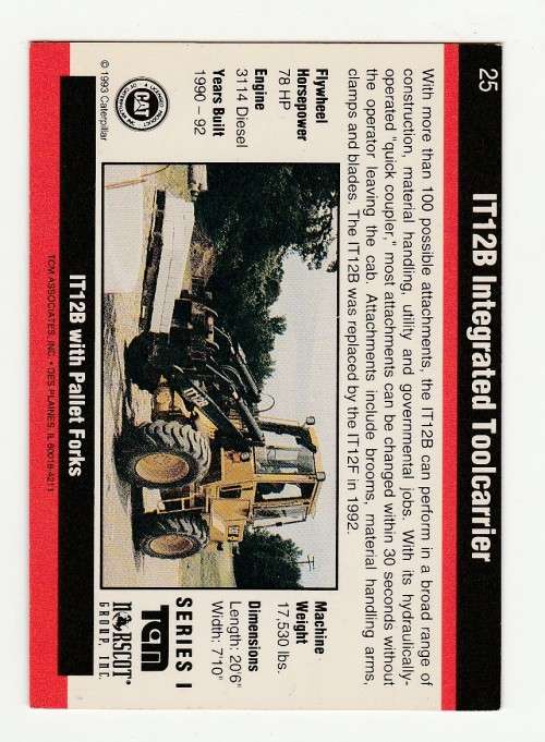 1993 TCM Caterpillar Earthmovers Series I IT12B Ingegrated Toolcarrier 25