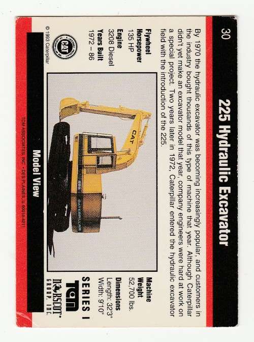 1993 TCM Caterpillar Earthmovers Series I 225 Hydraulic Excavator 30