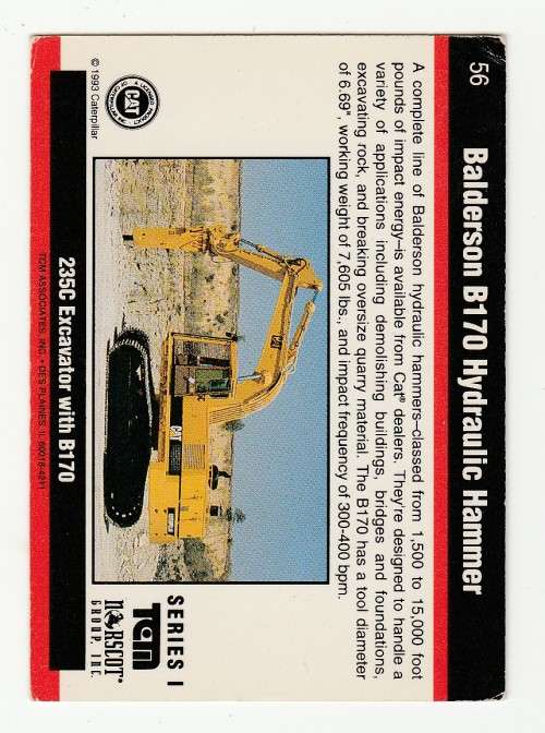 1993 TCM Caterpillar Earthmovers Series I Balderson B170 Hydraulic Hammer 56