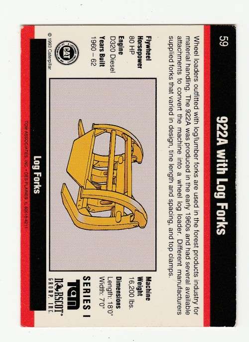 1993 TCM Caterpillar Earthmovers Series I 922A with Log Forks 59