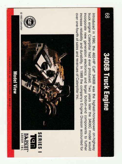 1993 TCM Caterpillar Earthmovers Series I 3406B Truck Engine 68