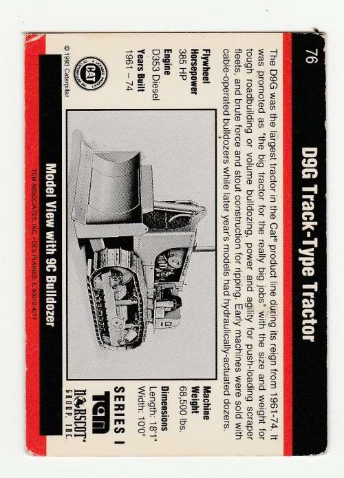 1993 TCM Caterpillar Earthmovers Series I D9G Track-Type Tractor 76