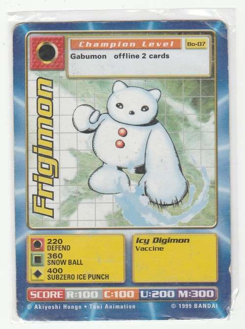 1999 Bandai Digimon 1st Edition Frigimon Bo-07
