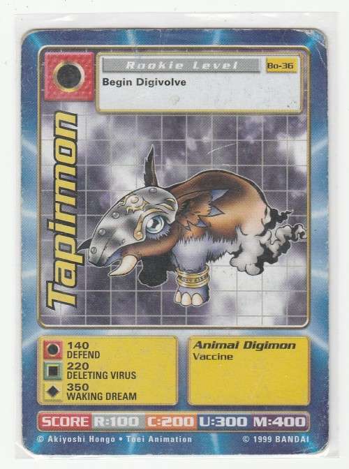 1999 Bandai Digimon 1st Edition Tapirmon Bo-36