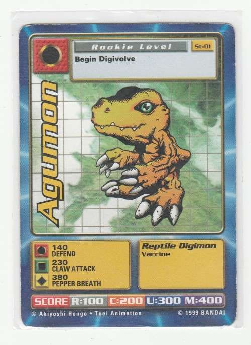 1999 Bandai Digimon 1st Edition Agumon St-01