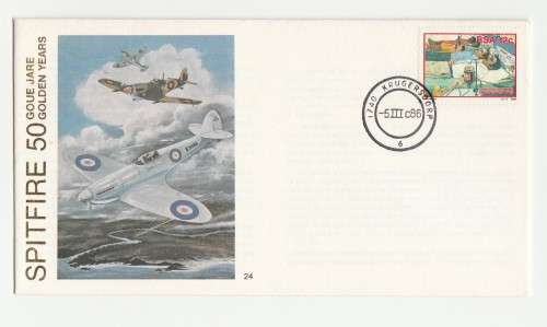 1986 RSA Spitfire 50 Golden Years # 4013/8000 Commemorate FDC SAAF 24 Set