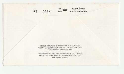 1986 RSA Spitfire 50 Golden Years # 4013/8000 Commemorate FDC SAAF 24 Set