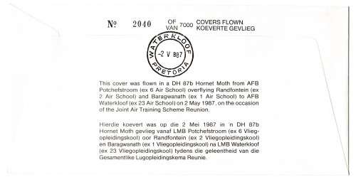 1987 RSA Joint Training Scheme 1940-1945 # 5513/7000 Commemorate FDC SAAF 29a  Set