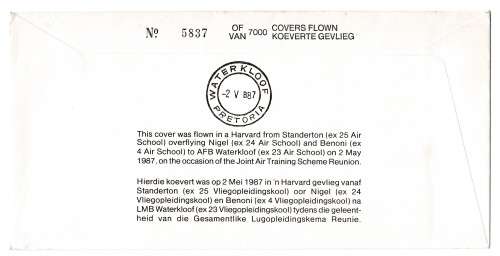 1987 RSA Joint Training Scheme 1940-1945 # 5837/7000 Commemorate FDC SAAF 29c Set