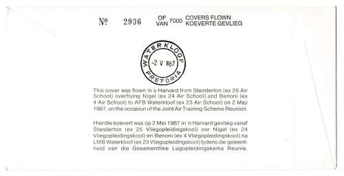1987 RSA Joint Training Scheme 1940-1945 # 5837/7000 Commemorate FDC SAAF 29c Set