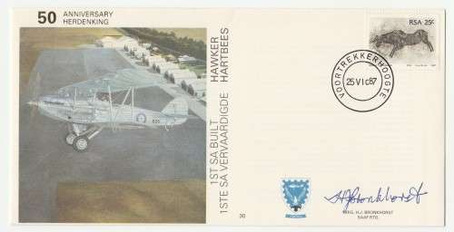 1987 RSA 1st SA Built Hawker Hartbees # 5092/7000 Commemorate FDC SAAF 30 Set