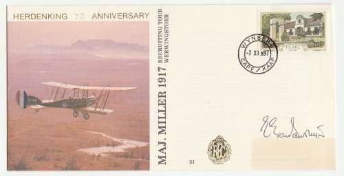 1987 RSA  Maj Miller 1917 Recruiting Tour # 3266/ 6000 Commemorate FDC SAAF 31 Set
