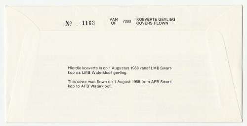 1988 RSA 50th Anniversary Waterkloof # 5107/7000 Commemorate FDC SAAF 33 Set