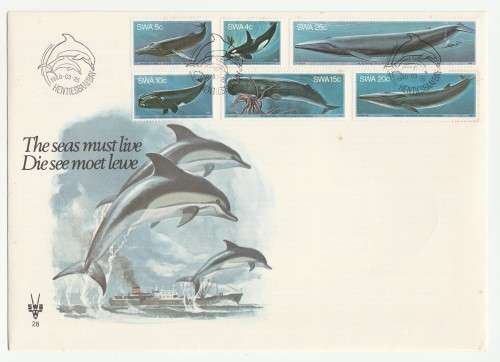 1980 South-West Africa Whales in SWA Waters FDC 28 and Miniature Sheet S3 Set