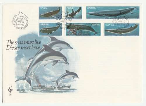 1980 South-West Africa Whales in SWA Waters FDC 28 and Miniature Sheet S3 Set