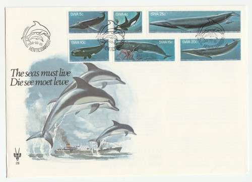 1980 South-West Africa Whales in SWA Waters FDC 28 and Miniature Sheet S3 Set