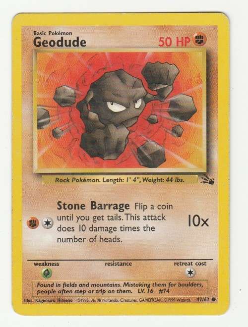 Pokemon FOSSIL Wizards Of The Coast 1999 - Geodude 47/62 - Common