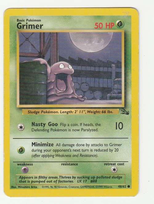 Pokemon FOSSIL Wizards Of The Coast 1999 - Grimer 48/62 - Common