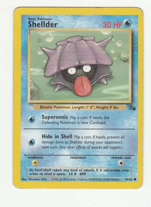 Pokemon FOSSIL Wizards Of The Coast 1999 - Shellder 54/62 - Common